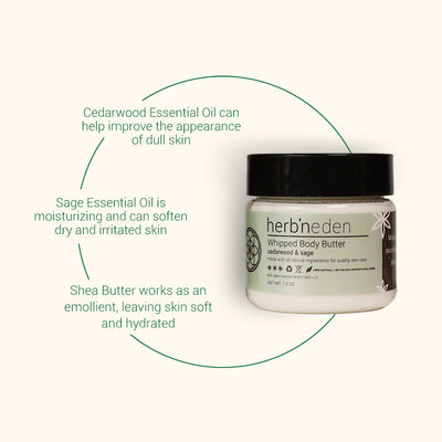 all-natural cedarwood and sage mini body butter made with essential oils | herb'neden