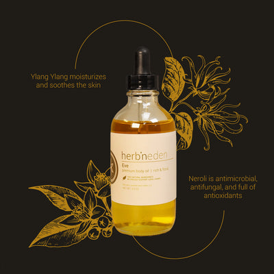 the all-natural eve luxury body oil handmade with essential oils | herbneden