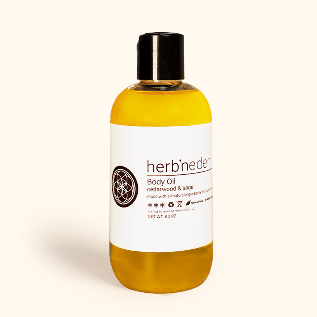 all natural cedarwood and sage 8 ounce body oil | natural moisturizer | herbneden