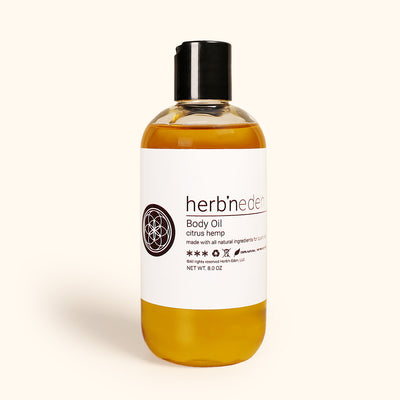 all natural citrus hemp 8 ounce body oil | essential oil moisturizer | herbneden