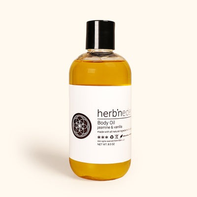 all-natural jasmine & vanilla body oil made with essential oils | herbneden