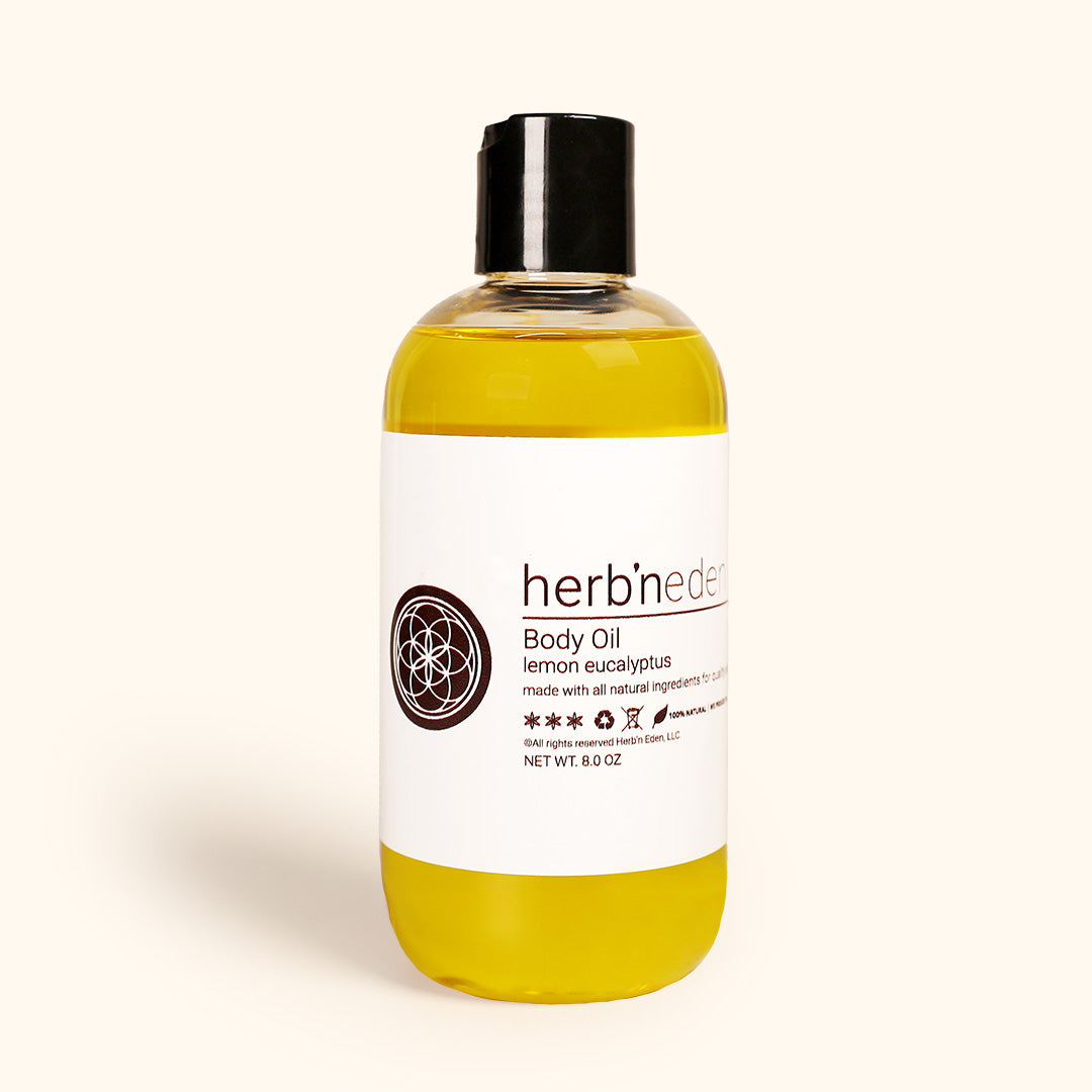 all-natural lemon eucalyptus body oil with essential oils | herbneden