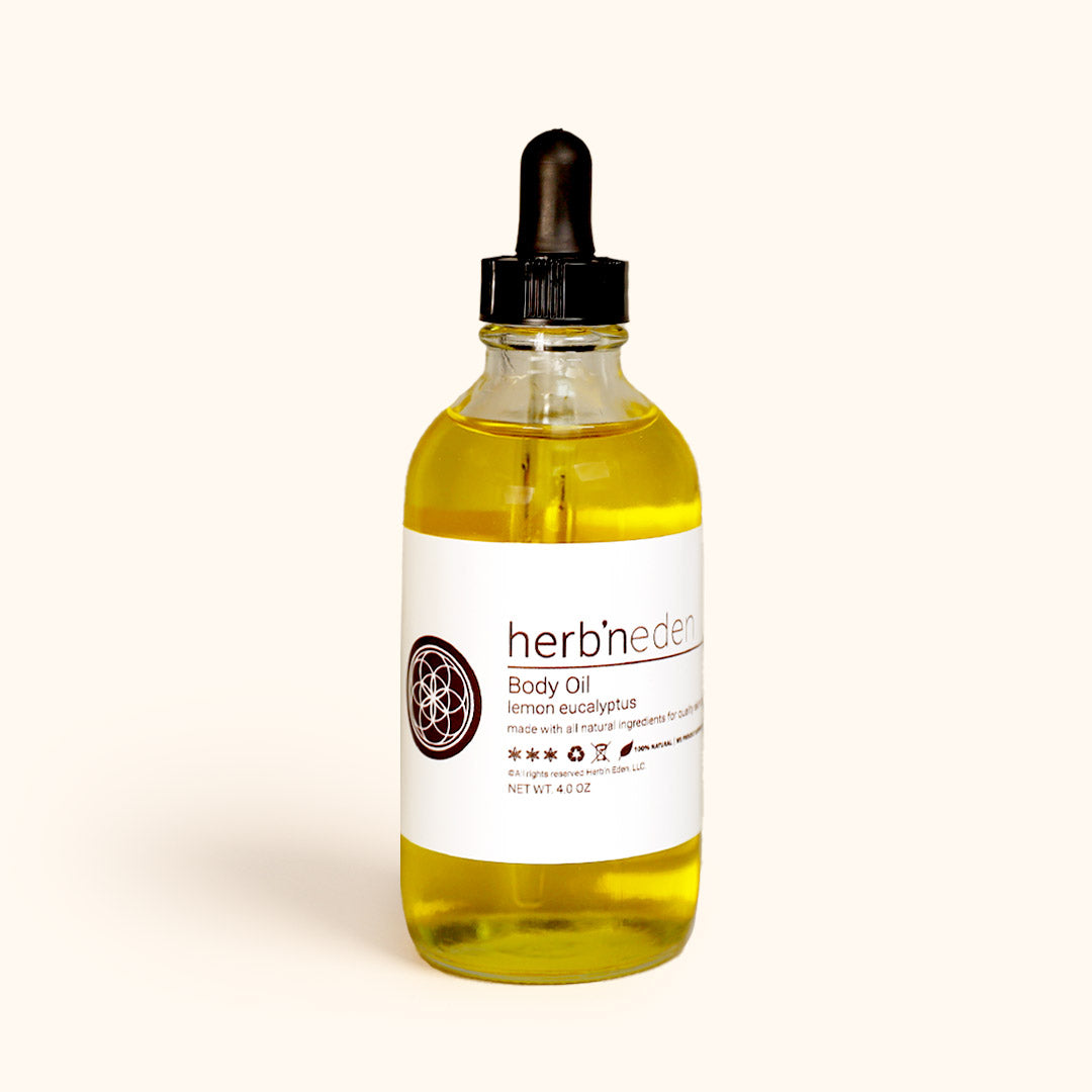 all-natural lemon eucalyptus body oil with essential oils | herbneden
