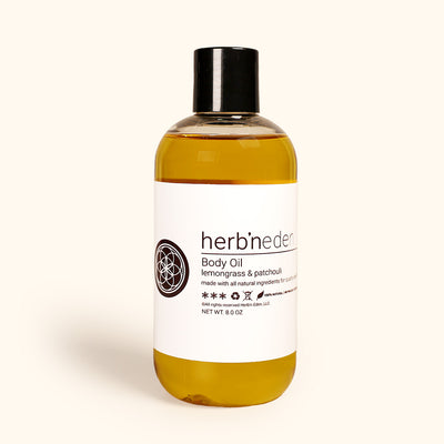 all natural lemongrass & patchouli body oil with essentials oil | herbneden