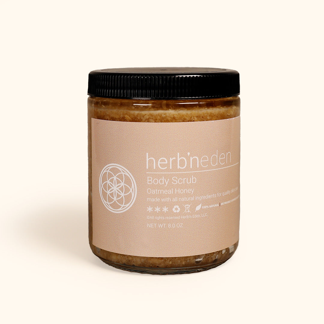 8 oz oatmeal and honey body scrub | herb'neden | naturally for everyone