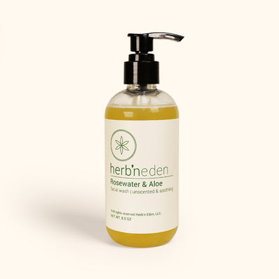 all natural rosewater & aloe facial wash | a gentle cleanser for sensitive skin | herbneden