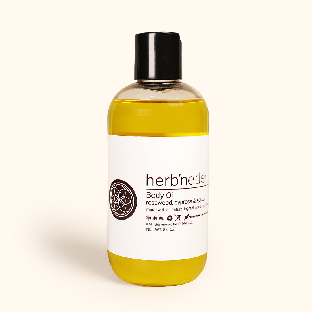 all natural rosewood cypress & spruce body oil | herbneden