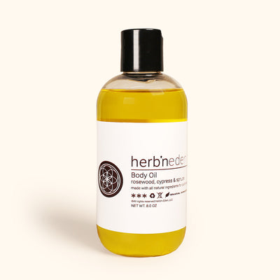 all natural rosewood cypress & spruce body oil | herbneden