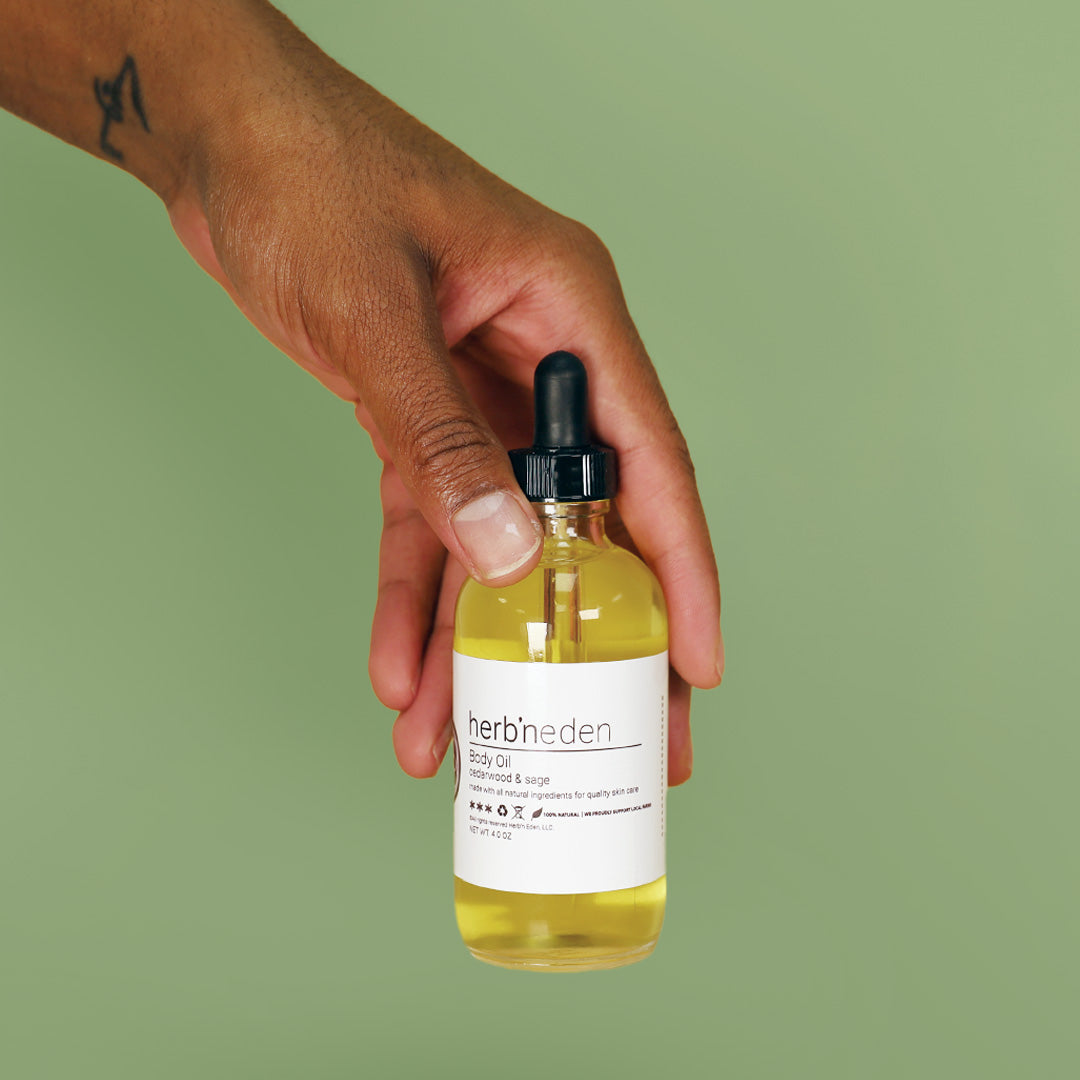 all natural cedarwood and sage body oil | natural moisturizer | herbneden