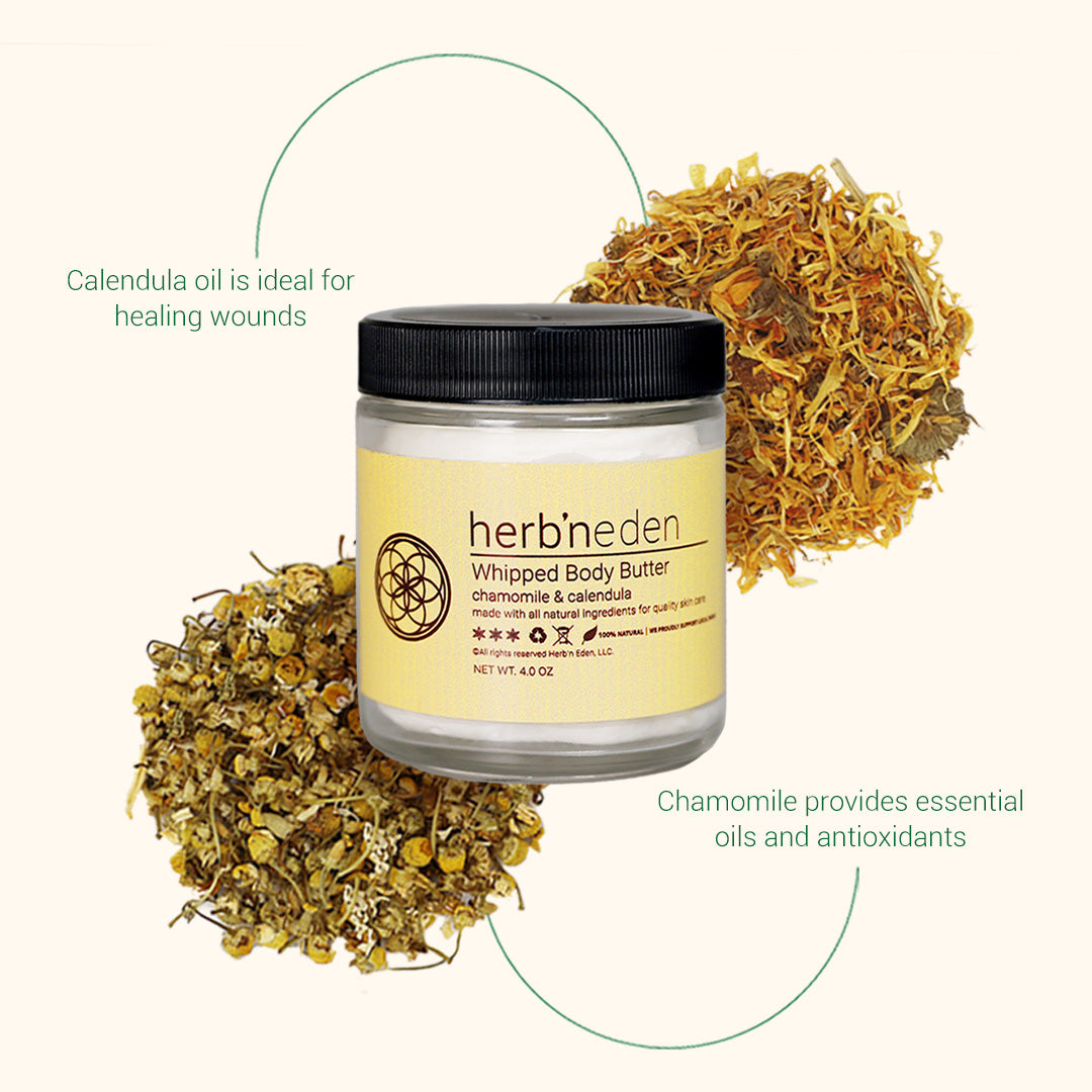 all natural chamomile and calendula body butter with essential oils | herbneden