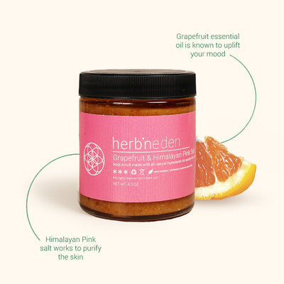 all-natural grapefruit & Himalayan pink salt body scrub | herbneden