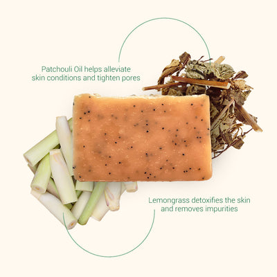 all natural lemongrass & patchouli bar soap with essentials oil | herbneden