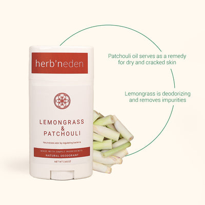 all natural lemongrass & patchouli deodorant with essentials oil | herbneden