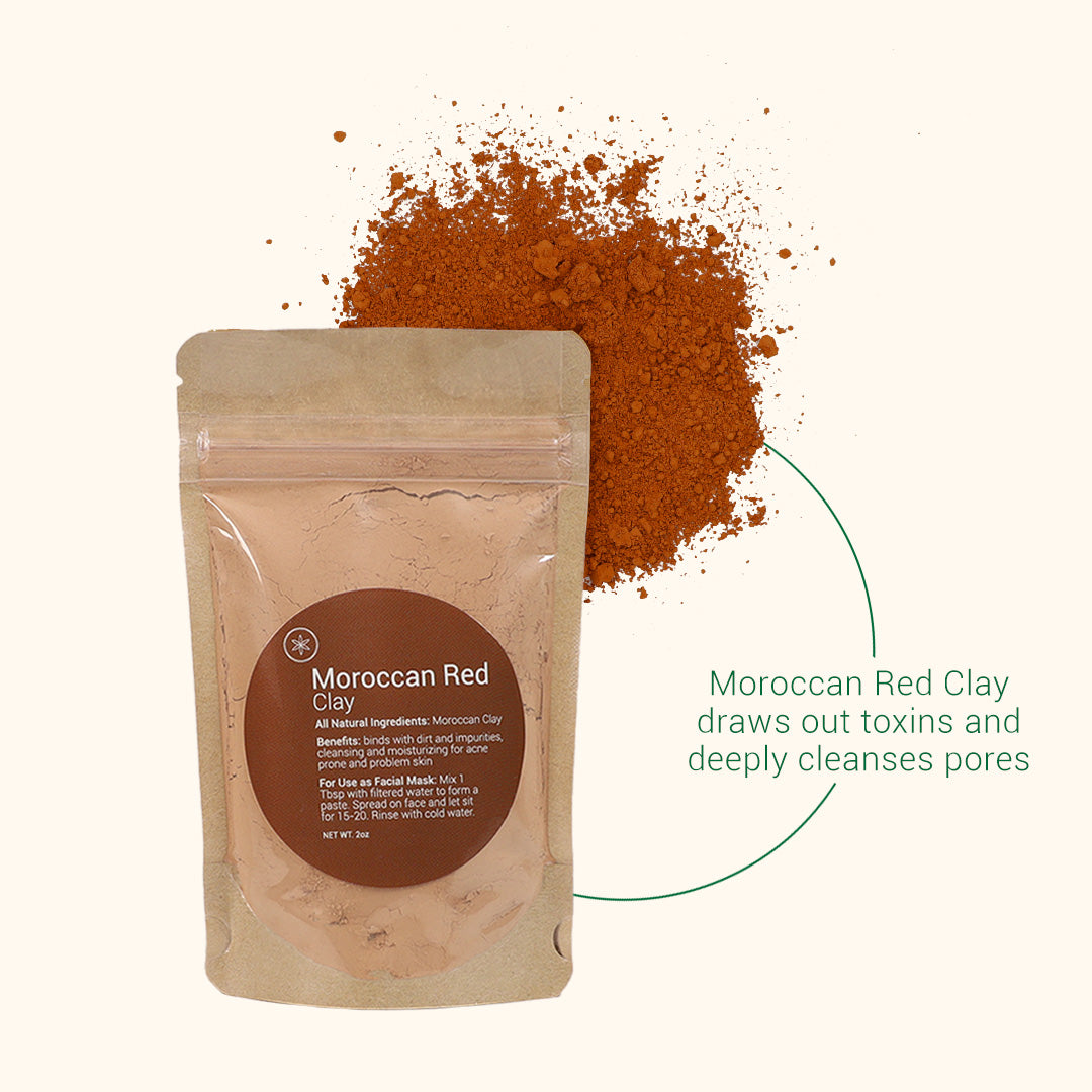 all natural moroccan red clay | facial treatment for deep cleansing and skin detoxification | herb'neden
