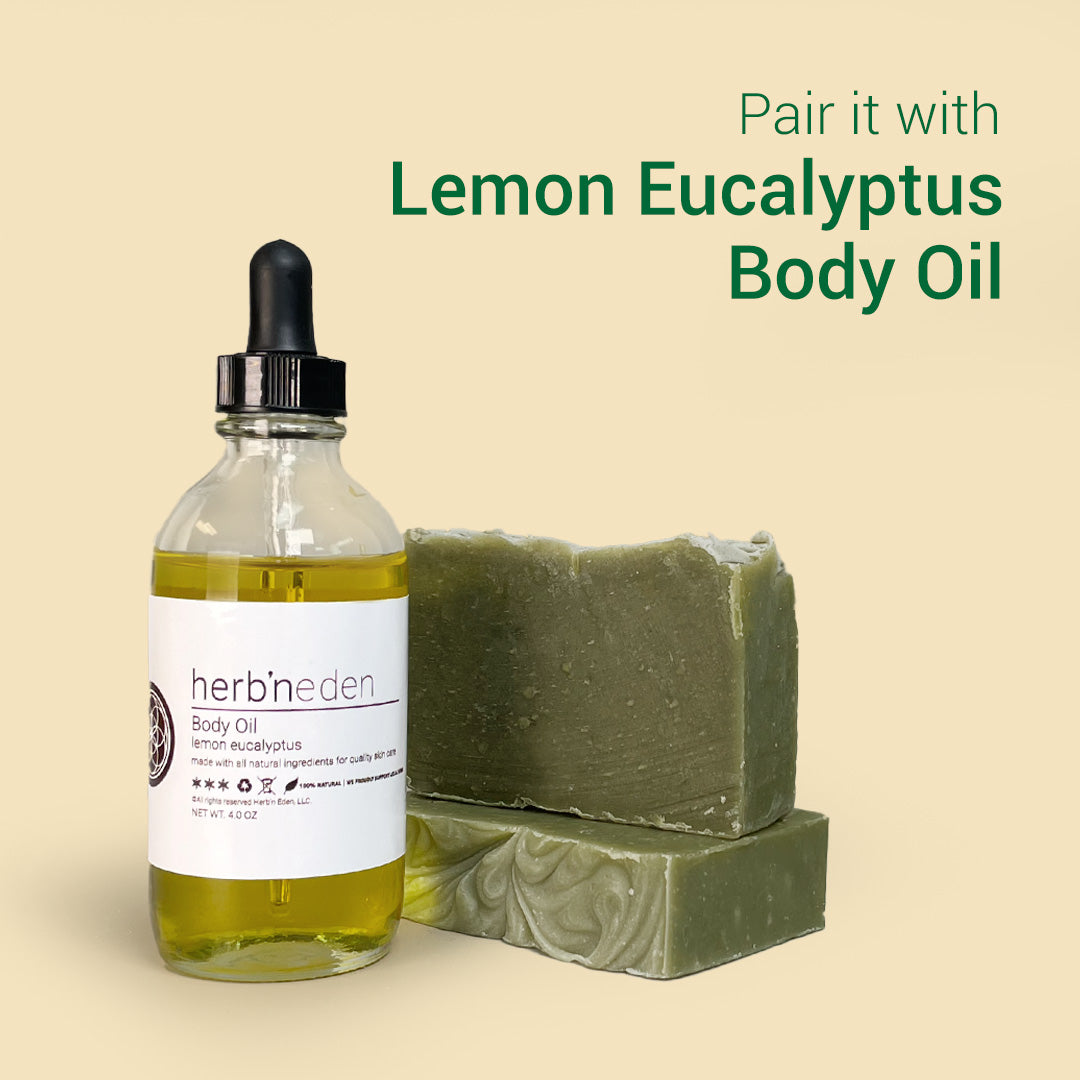 all natural neem & chlorella bar soap | pairs well with lemon eucalyptus body oil | herbneden