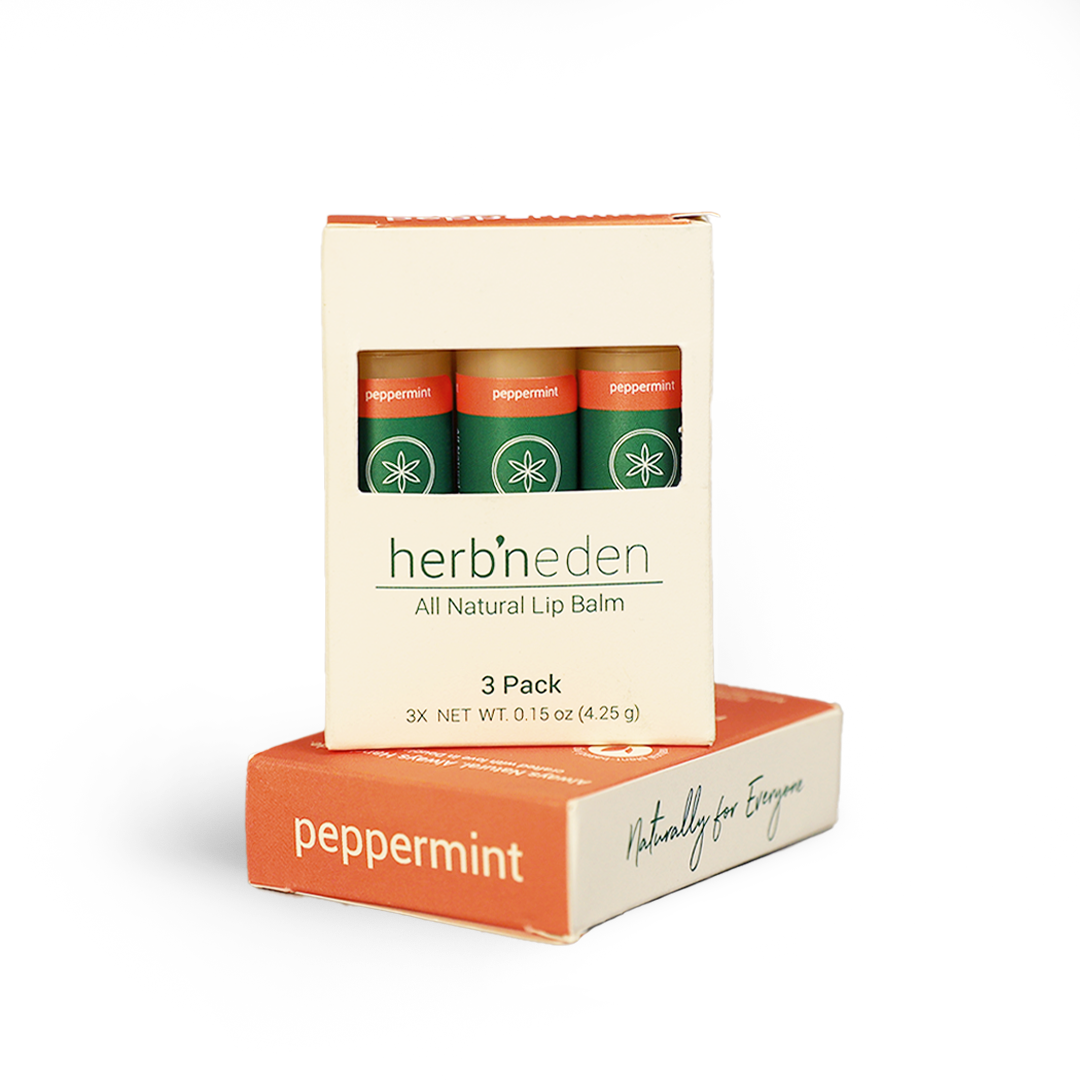 all natural peppermint lip balm 3 pack | herbneden