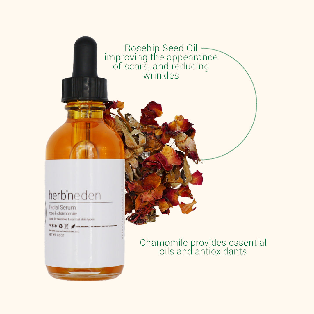 all natural rose & chamomile facial serum | herbneden