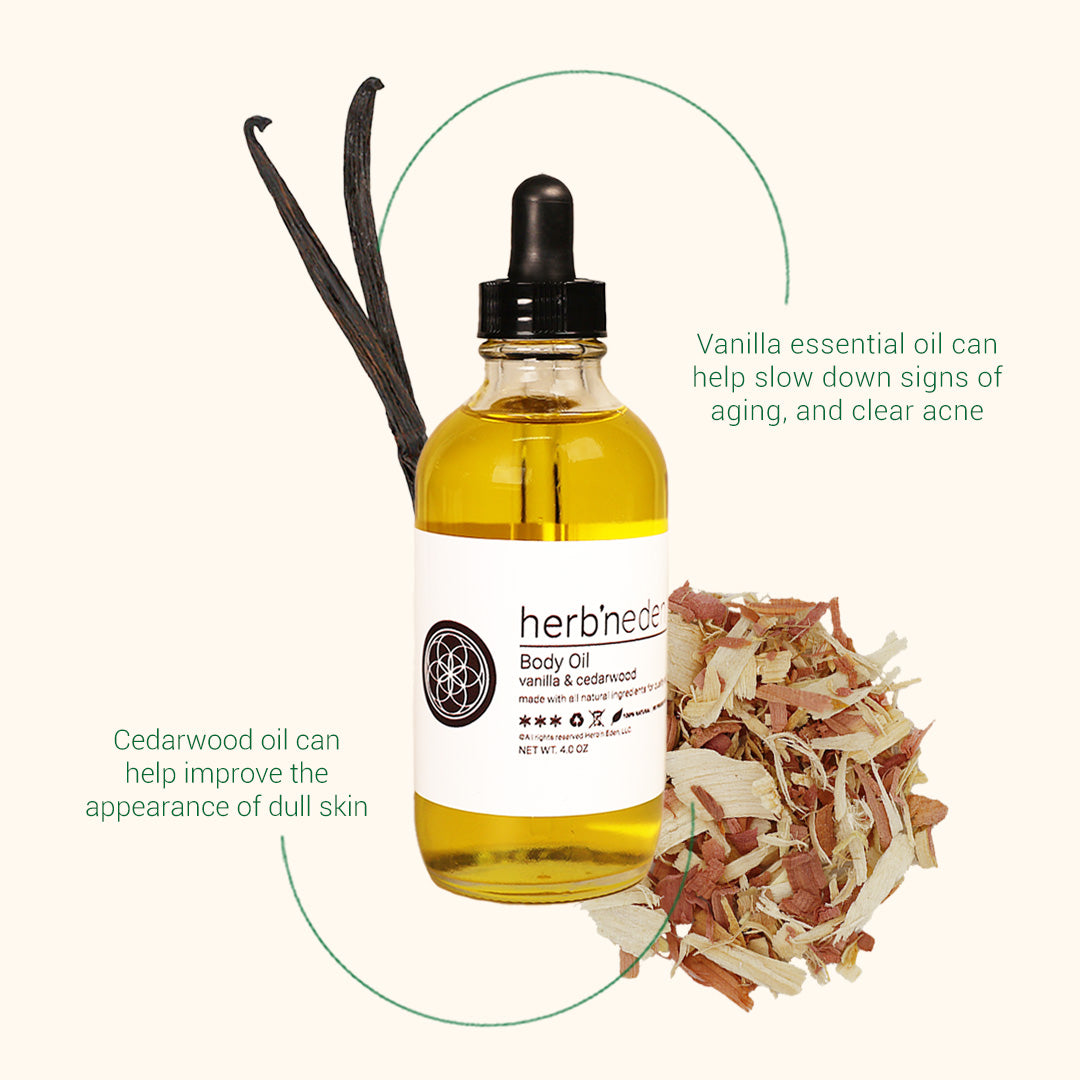 all natural vanilla & cedarwood body oil | herbneden