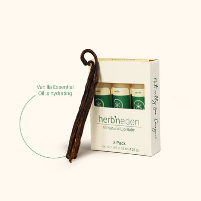 all natural vanilla lip balm 3 pack | herbneden